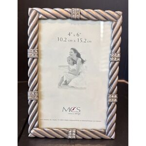 MCS Silver Tone Jeweled Picture Frame 4x6 Ornate Wedding NEW‎